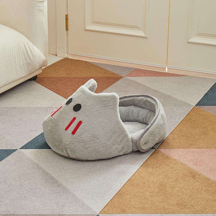 Winter-Warm Widened Semi-Enclosed Light-Blocking Pet Bed, Color: Gray + S