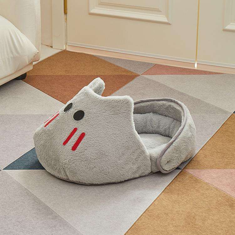 Winter-Warm Widened Semi-Enclosed Light-Blocking Pet Bed, Color: Gray + M