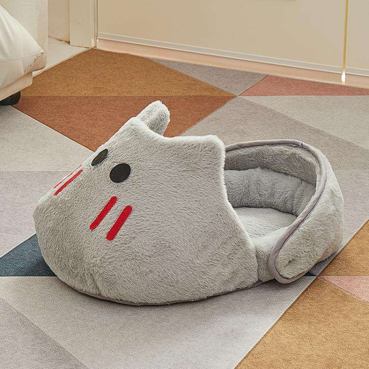 Winter-Warm Widened Semi-Enclosed Light-Blocking Pet Bed, Color: Gray + L
