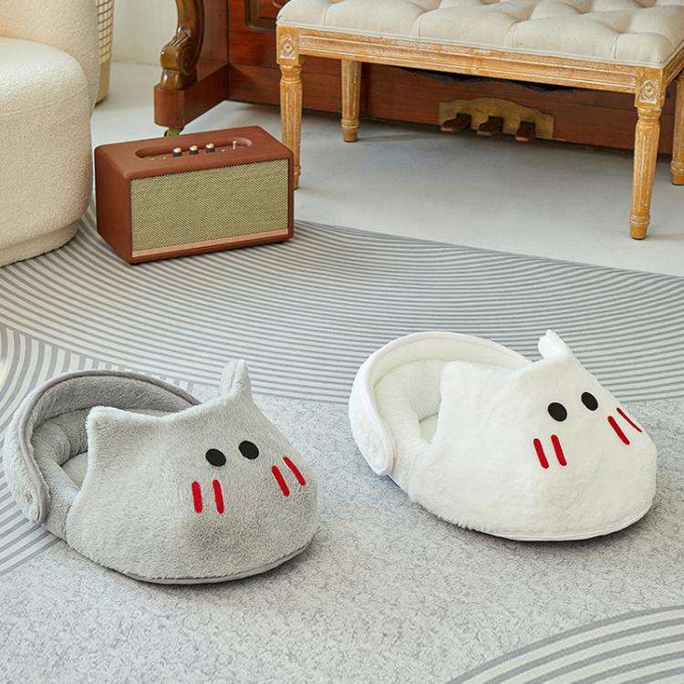 Winter-Warm Widened Semi-Enclosed Light-Blocking Pet Bed, Color: White + L