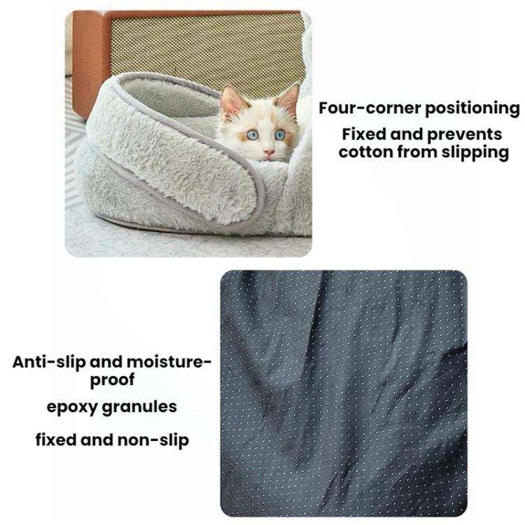 Winter-Warm Widened Semi-Enclosed Light-Blocking Pet Bed, Color: White + L