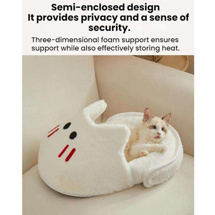 Winter-Warm Widened Semi-Enclosed Light-Blocking Pet Bed, Color: White + L