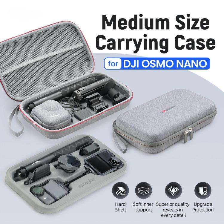 For DJI Osmo Nano aMagisn Medium Hard Shell Carrying Case with Removable Foam Insert(Gray)