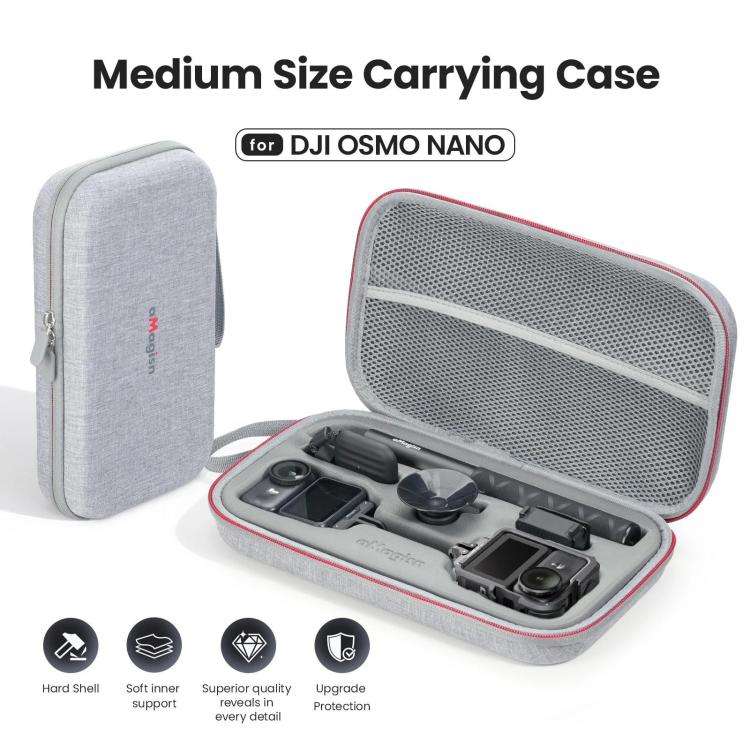 For DJI Osmo Nano aMagisn Medium Hard Shell Carrying Case with Removable Foam Insert(Gray)