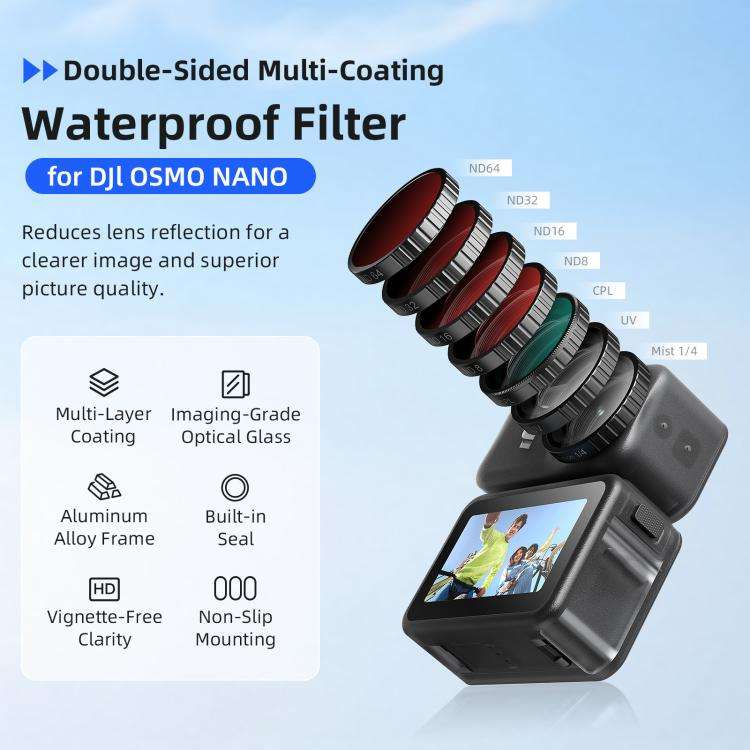 For DJI Osmo Nano aMagisn Waterproof Lens Filter ND8+ND16+ND32+ND64