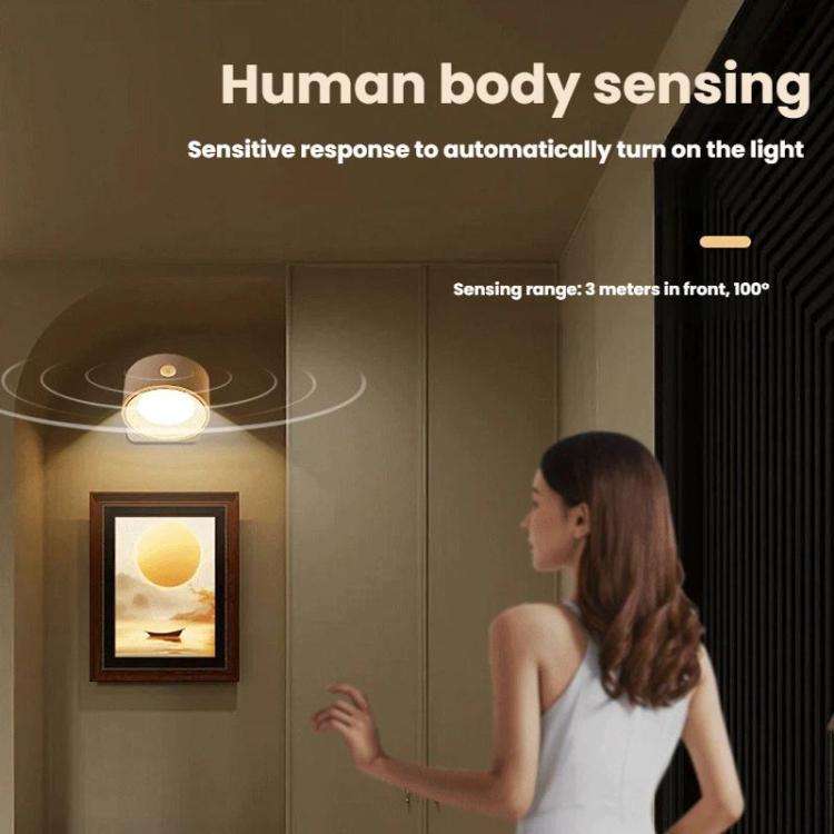 Human Body Sensor Version Magnetic 360-degree Rotating Rechargeable Wall Light Night Light for Ca...