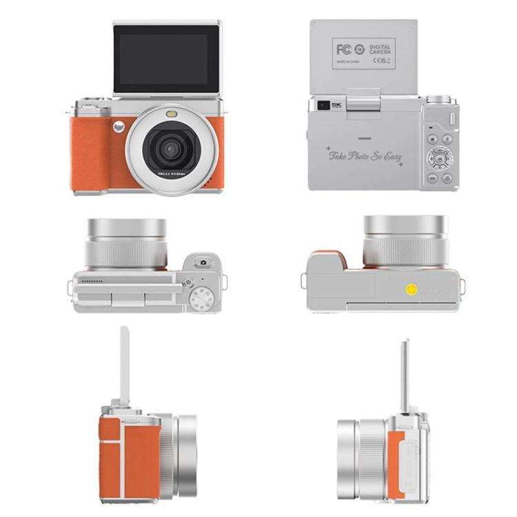 5K Flip Screen Dual Lens With Beauty Digital Camera(Brown)