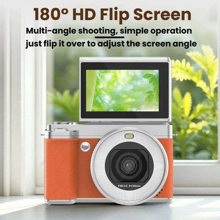 5K Flip Screen Dual Lens With Beauty Digital Camera(Brown)