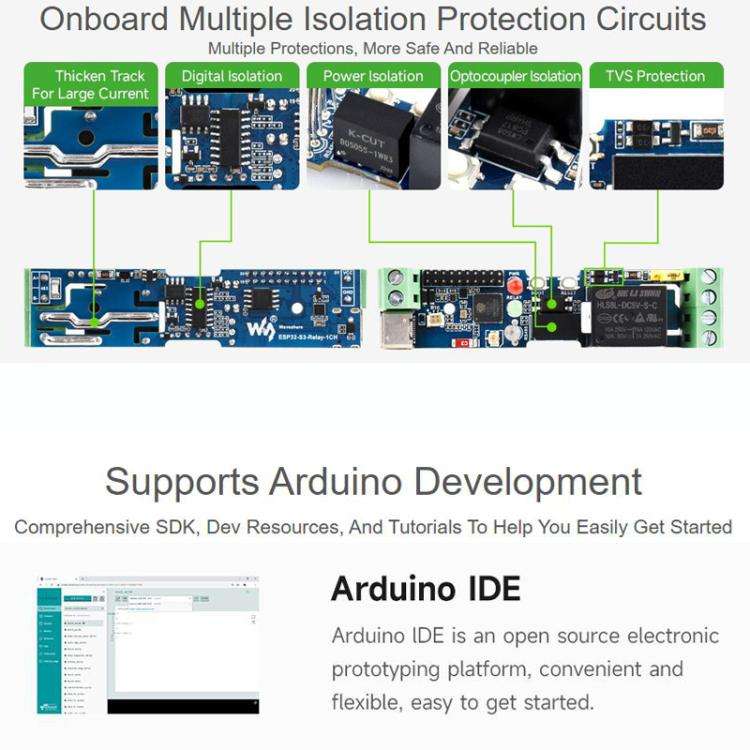 WAVESHARE ESP32-S3-Relay-1CH Industrial Control Board WiFi Network Relay Supporting WiFi / Blueto...