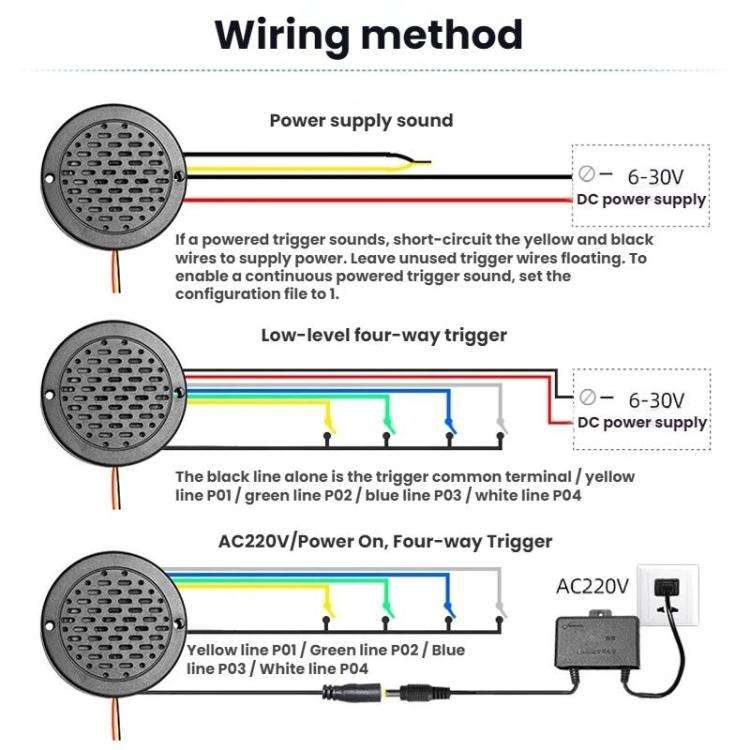 Motorcycle Car Start-Up Sound Modification Power-On Voice Prompt, Size: AC220V(Color)
