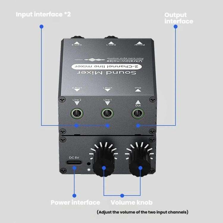 3.5mm Audio Switcher Selector Dual 3.5mm AUX Inputs To Single Output With Independent Volume Control