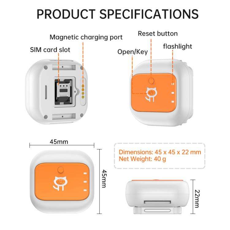 Real-Time GPS/WIFI Location SOS Distress Electronic Fence Alert Pet Collar(Orange)