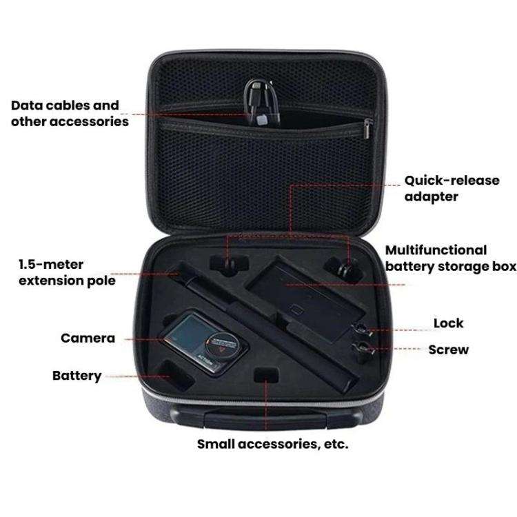 For DJI Osmo Action 3 / 4 / 5 Pro Camera Storage Bag Portable Storage Case(Grey)