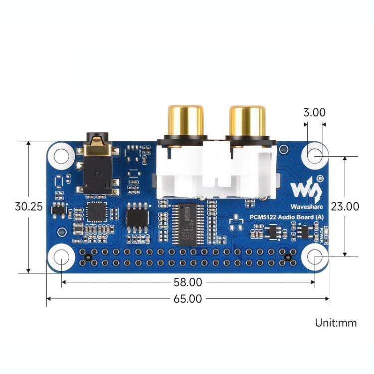 WAVESHARE PCM5122 For Raspberry Pi HIFI I2S DAC Audio Sound Card 40 Pin GPIO Interface Stereo Enc...