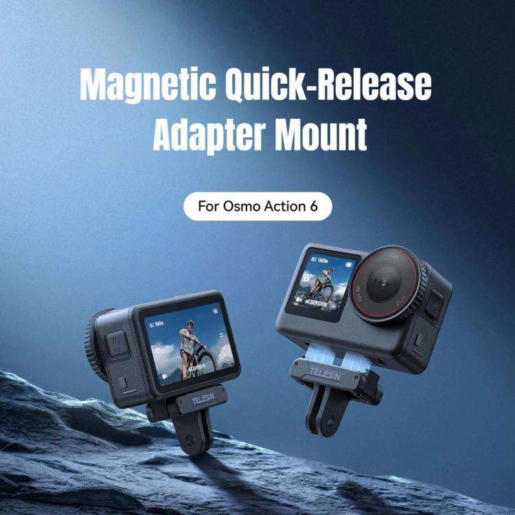 For DJI Osmo Action 6 TELESIN Magnetic Quick-release Adapter Mount Two-Claw Base(Black)