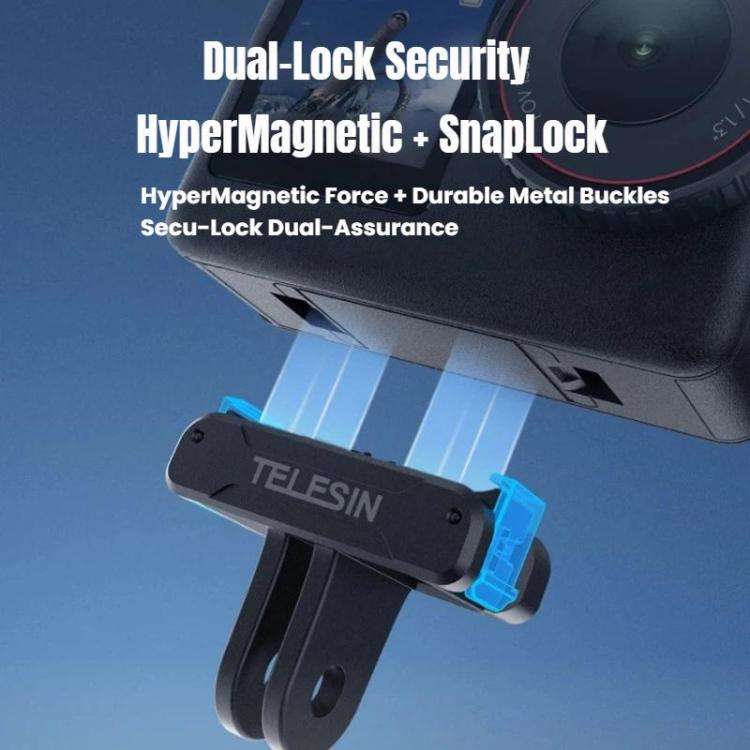 For DJI Osmo Action 6 TELESIN Magnetic Quick-release Adapter Mount Two-Claw Base(Black)