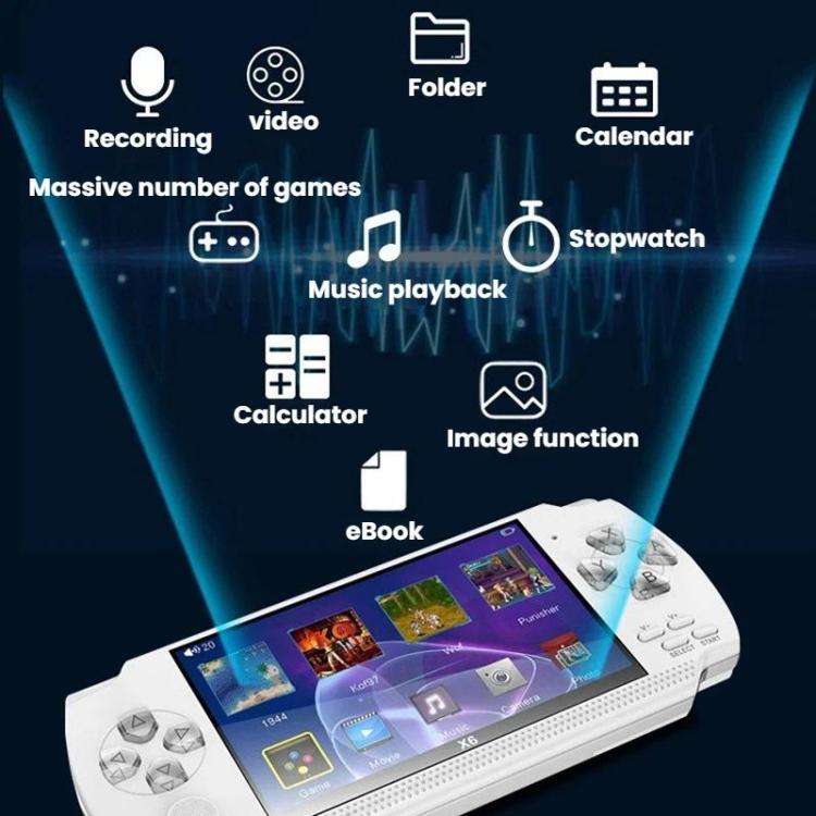 X6 Pocket Gaming Console 4.3 Inch HD Gaming Handheld, Spec: 32G No Camera(Black)