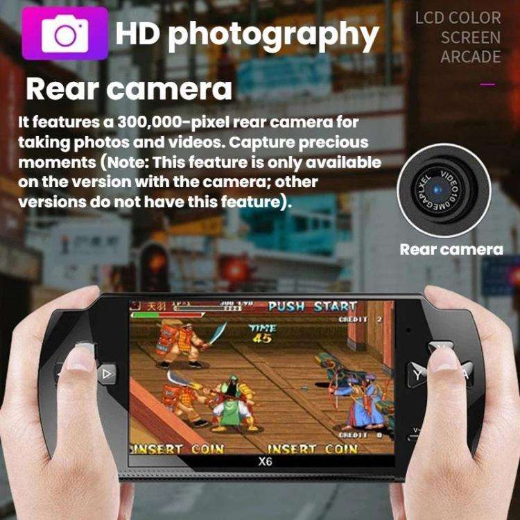 X6 Pocket Gaming Console 4.3 Inch HD Gaming Handheld, Spec: 32G No Camera(White)
