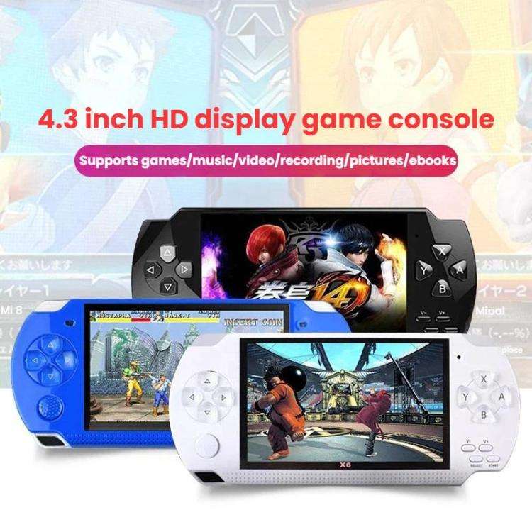X6 Pocket Gaming Console 4.3 Inch HD Gaming Handheld, Spec: 32G No Camera(White)