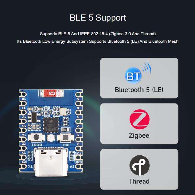 WAVESHARE ESP32-H2-Zero Mini Development Board Support Bluetooth / Zigbee / Thread Wireless Commu...