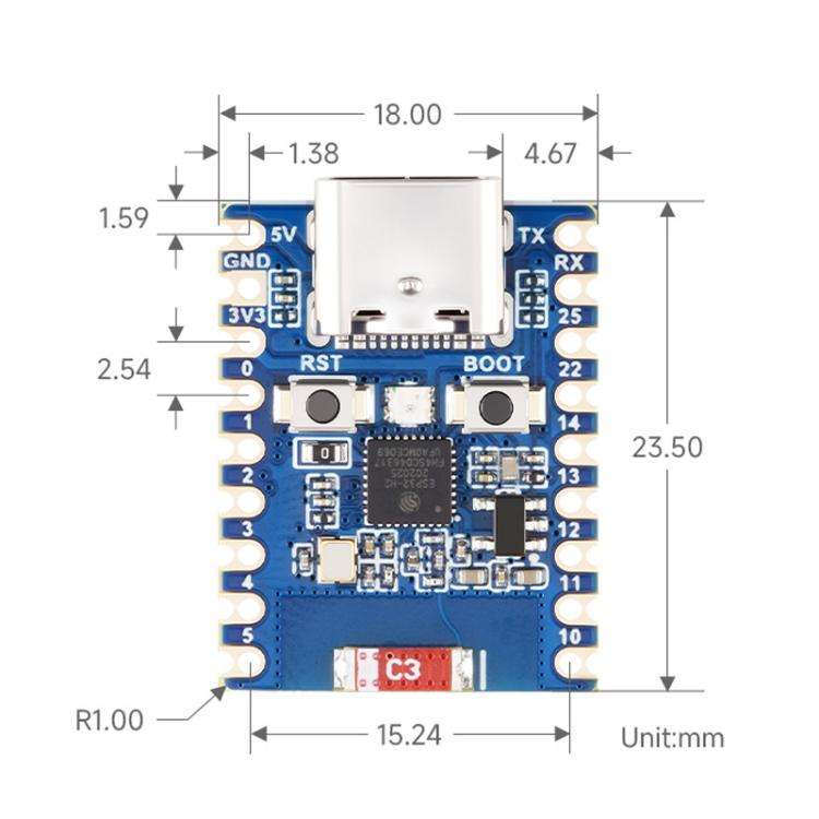 WAVESHARE ESP32-H2-Zero Mini Development Board Support Bluetooth / Zigbee / Thread Wireless Commu...