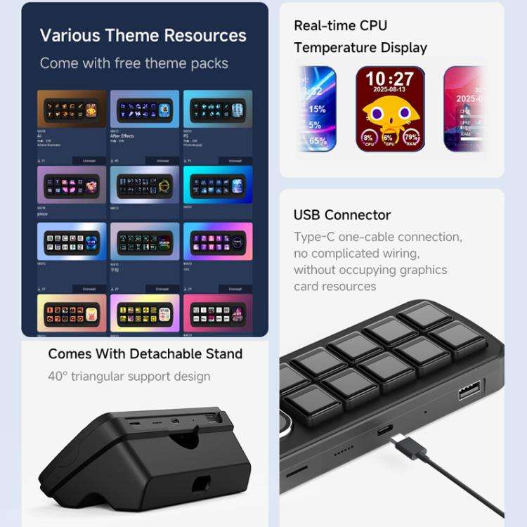 WAVESHARE MK10 Multi-Functional AI Voice Control Panel(Black)