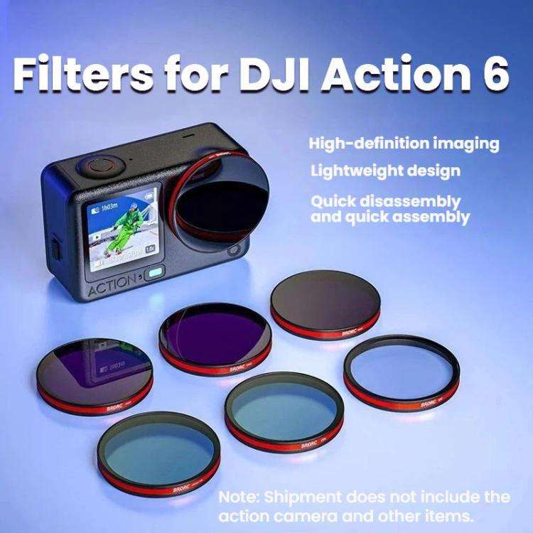 For DJI Osmo Action 6 BRDRC Lens Filter Accessories, Specifications: CPL+ND16+ND32+ND64