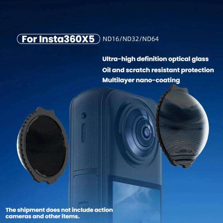 For Insta360 X5 BRDRC Action Camera Protective Filter Glass Neutral Density Filter(ND32)