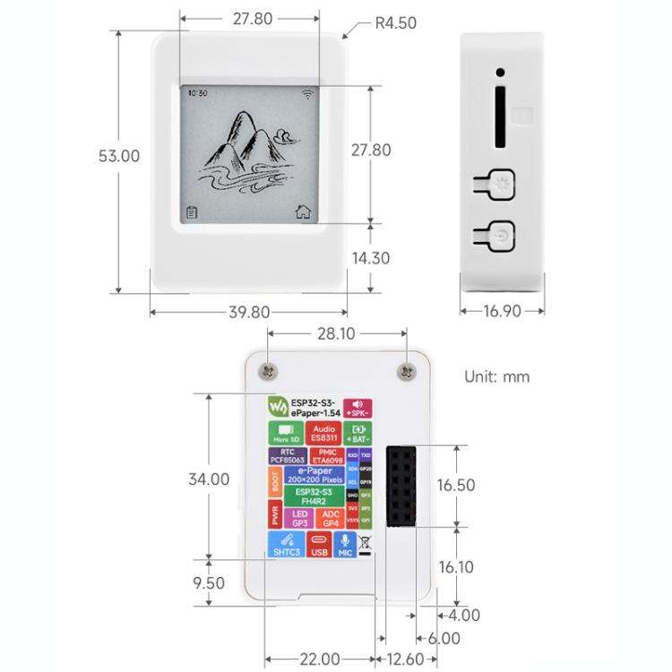 WAVESHARE ESP32-S3 1.54 Inch Ink Screen E-Paper AIoT Development Board (Battery Not Included)
