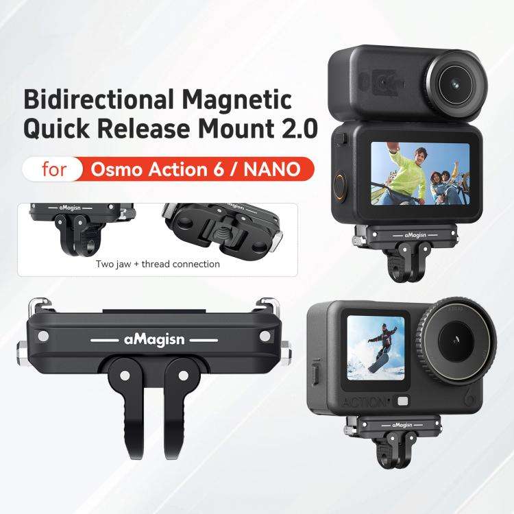 For DJI Osmo Action 6/Nano aMagisn Bidirectional Magnetic Quick Release Adapter  2.0(Black)