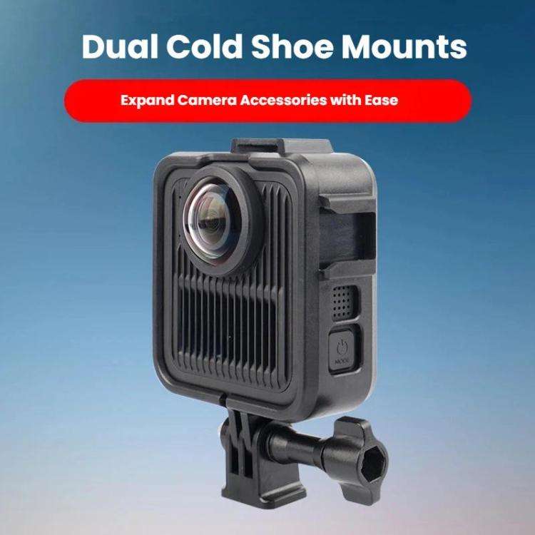 For GoPro MAX2 Plastic Frame Side-Open Protective Cage with Dual Cold Shoe Mounts