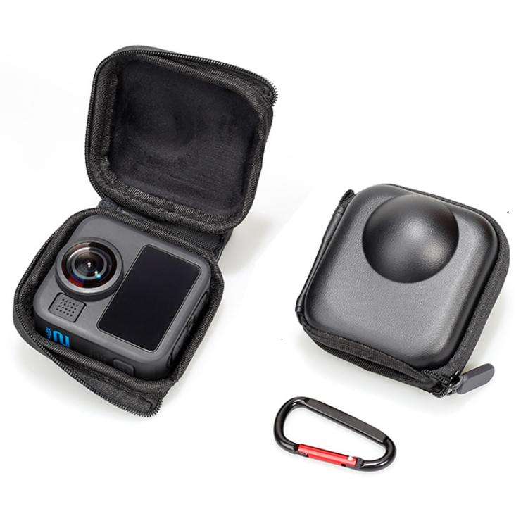 For GoPro MAX2 Compact Hard Shell Carrying Case Protective Storage Bag With Carabiner Clip(Black)