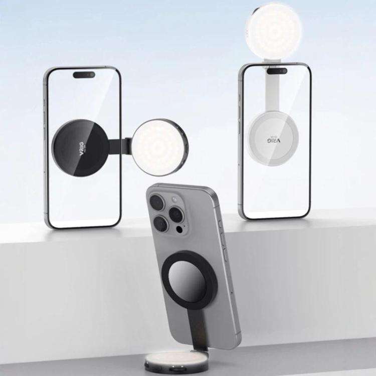 VRIG Magnetic Extendable Phone Fill Light With Mirror Foldable 2-In-1 Selfie Light Converts To St...