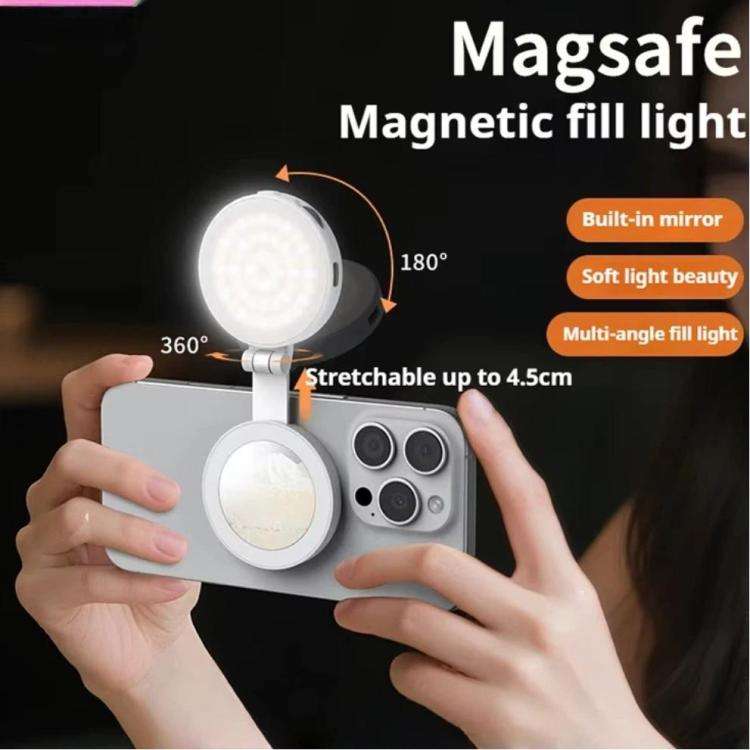 VRIG Magnetic Extendable Phone Fill Light With Mirror Foldable 2-In-1 Selfie Light Converts To St...