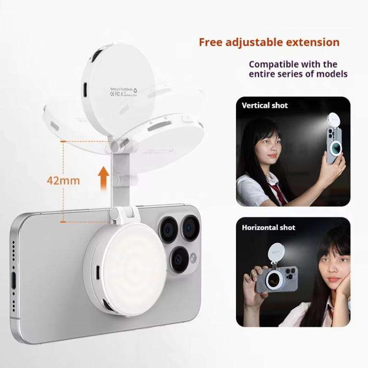 VRIG Magnetic Extendable Phone Fill Light With Mirror Foldable 2-In-1 Selfie Light Converts To St...