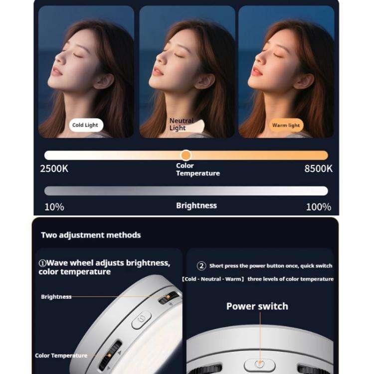 VRIG Magnetic Extendable Phone Fill Light With Mirror Foldable 2-In-1 Selfie Light Converts To St...