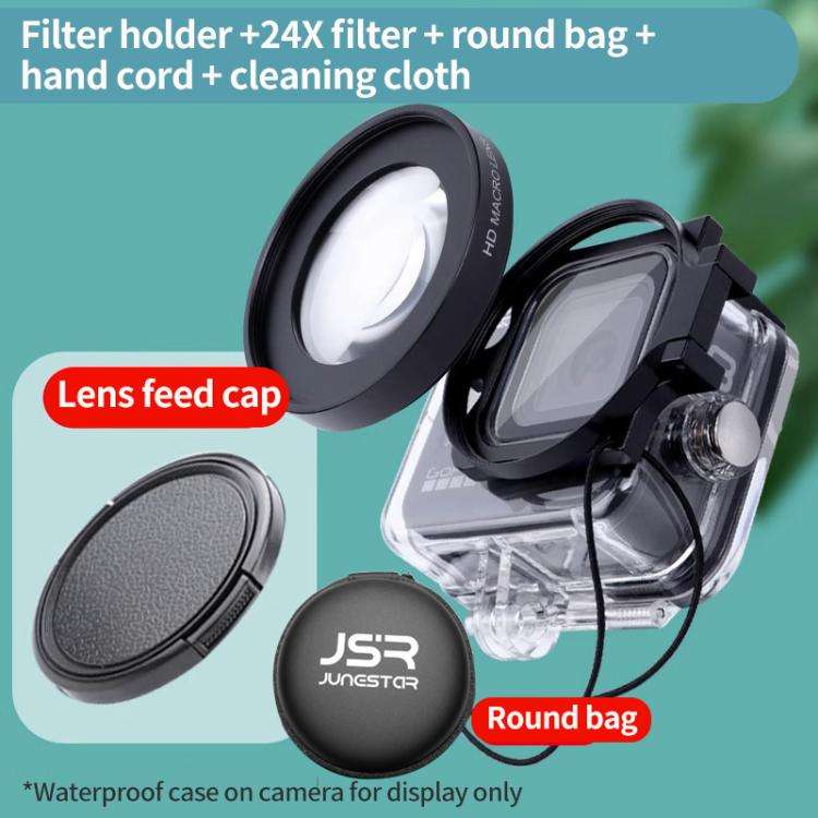 JSR 24X Macro Filter With Adapter Ring For GoPro HERO13/12/11/10/9/8 Black Action Camera