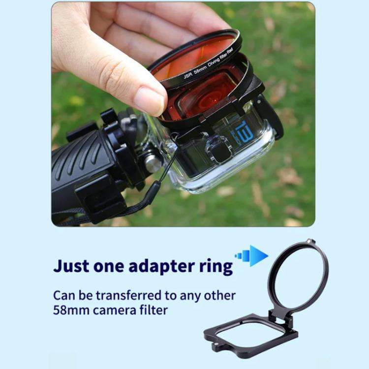JSR Red Diving Filter With Adapter Ring For GoPro HERO13/12/11/10/9/8 Black Action Camera