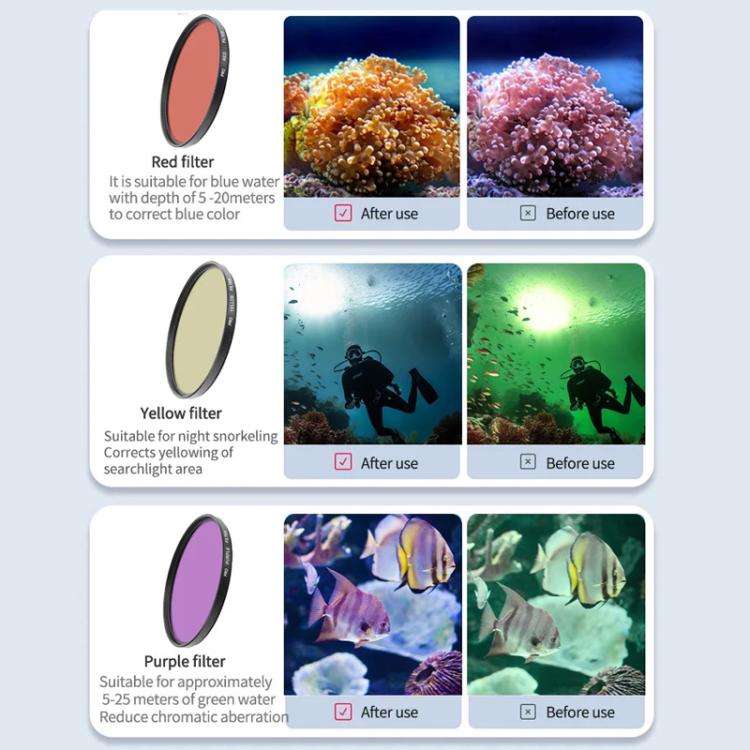 JSR Red Diving Filter With Adapter Ring For GoPro HERO13/12/11/10/9/8 Black Action Camera