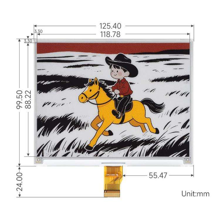 WAVESHARE 5.83 Inch E-Paper 4 Color E-Ink Display Module, Spec: Raw Display