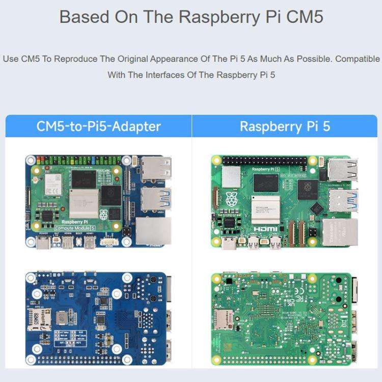 WAVESHARE CM5-To-Pi5-Adapter For Raspberry Pi 5 CM5 To Pi 5 Adapter Board Supports Connecting To ...