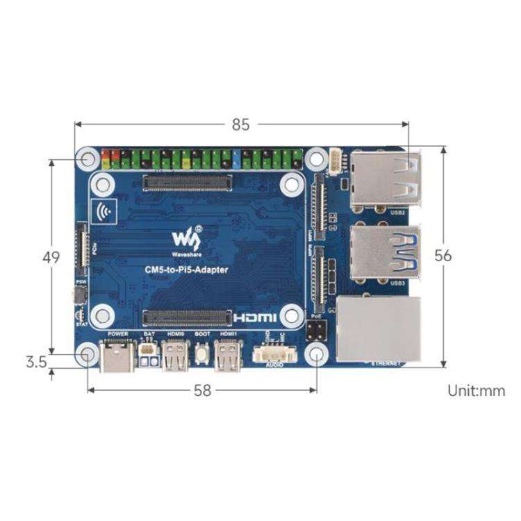 WAVESHARE CM5-To-Pi5-Adapter For Raspberry Pi 5 CM5 To Pi 5 Adapter Board Supports Connecting To ...