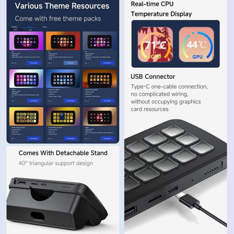 WAVESHARE SK18 Multi-function AI Voice Control Panel 18 Membrane Display Keys