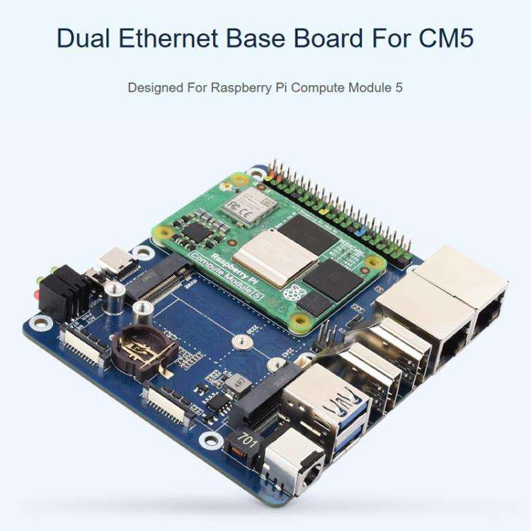 For Raspberry Pi CM5 WAVESHARE Dual Network Port Expansion Board Support 4/5G Communication Modul...