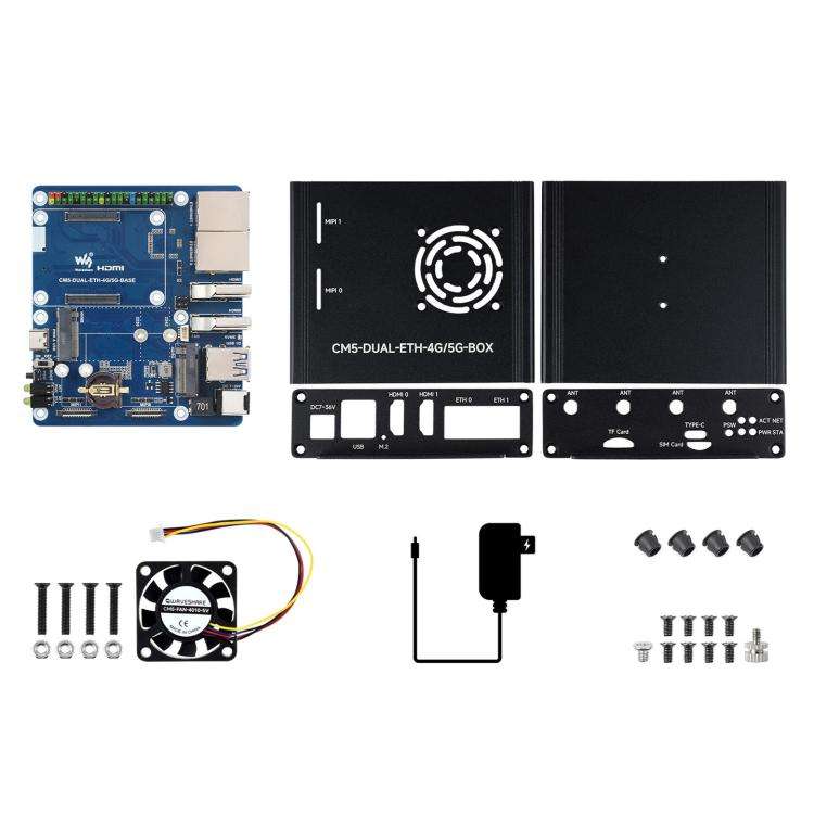 For Raspberry Pi CM5 WAVESHARE Dual Network Port Expansion Board Support 4/5G Communication Modul...