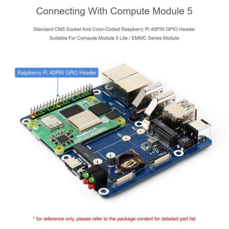 For Raspberry Pi CM5 WAVESHARE Dual Network Port Expansion Board Support 4/5G Communication Modul...