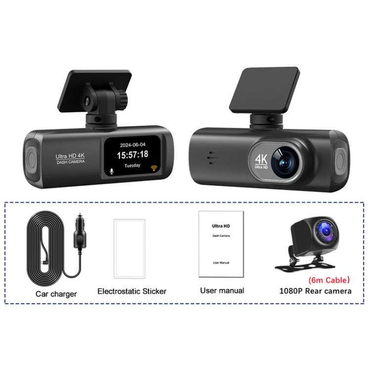 4K Dual Recording WiFi Smartphone Connected Car Dash Cam, Specification: Front+Rear
