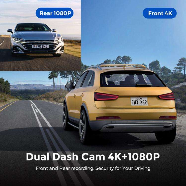 4K Dual Recording WiFi Smartphone Connected Car Dash Cam, Specification: Front+Inside