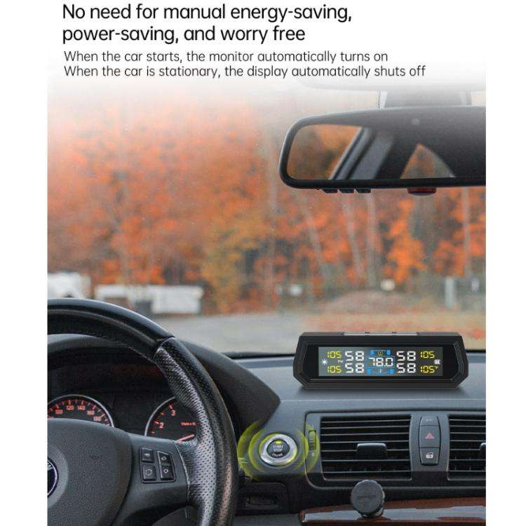 Solar-Powered Ambient Temperature Tire Pressure Monitor, Version: English(Internal)