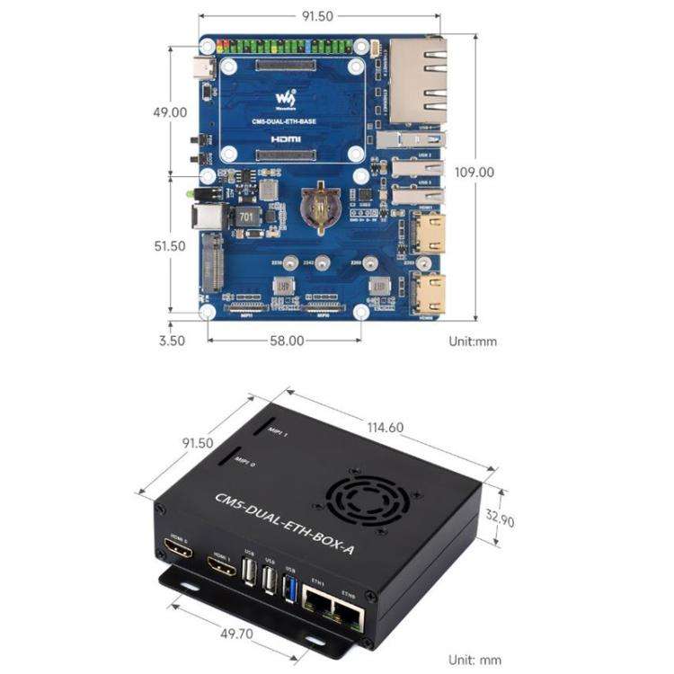WAVESHARE Gigabit / 2.5G Dual Ethernet Base Board For Raspberry Pi CM5 UK Plug